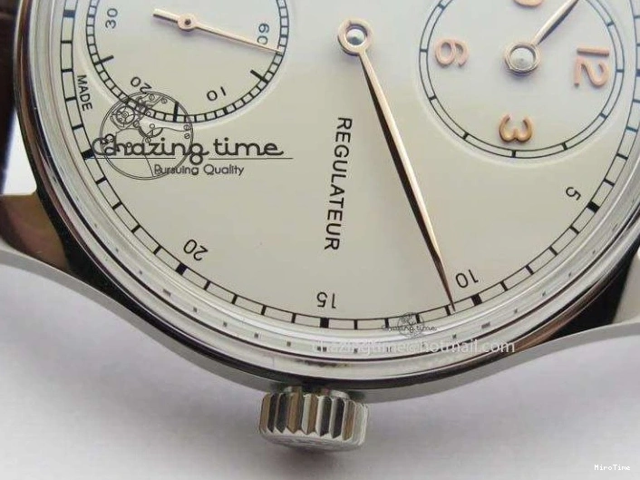 MIROTIME 0331 Sustainable Portuguese IW5444 SS White Dial RG Numbers On Brown Leather Strap A 7256